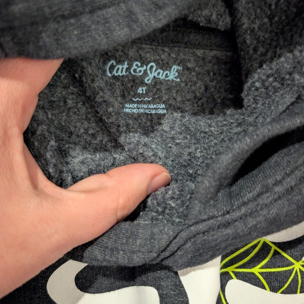 Cat & Jack Charcoal Gray Hoodie & Pant Set with Neon Green Accent Size 4T - Picture 6 of 10